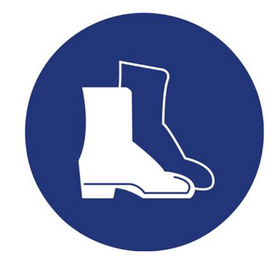 AUTOCOLLANT "CHAUSSURES DE SÉCURITE OBLIGATOIRE" Ø20CM