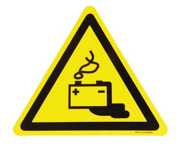 AUTOCOLLANT "DANGER DÉGAGEMENT ACCU" [Taille: 18cm]