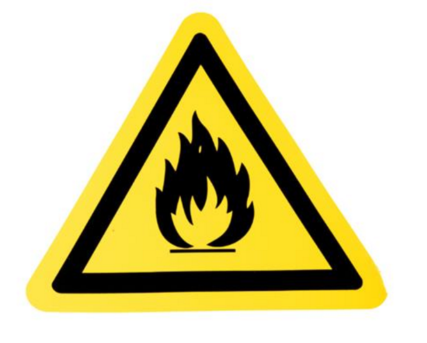 AUTOCOLLANT "DANGER MATIÈRES INFLAMMABLES" 9CM