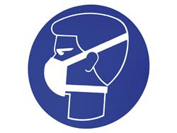 AUTOCOLLANT &quot;MASQUE DE PROTECTION BOUCHE/NEZ&quot; [Diamètre: 10cm]