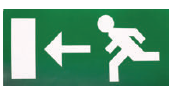 AUTOCOLLANT "SORTIE DE SECOURS" [Direction: Gauche]