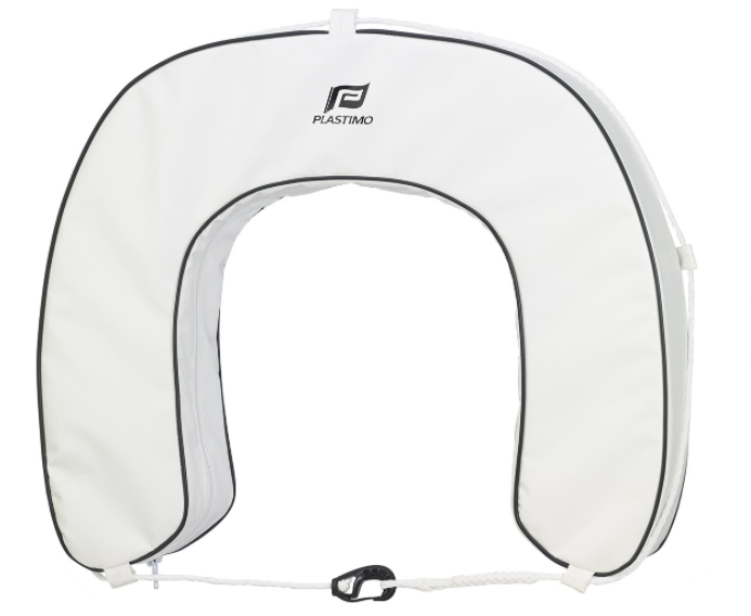 BOUÉE FER À CHEVAL DÉHOUSSABLE BLANCHE + FEU + SUPPORT