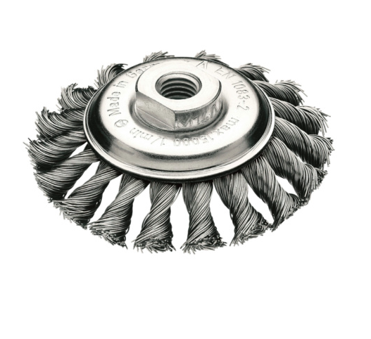 BROSSE ABRASIVE CONIQUE POUR DISQUEUSE ACIER TORSADÉ Ø100MM