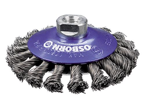BROSSE ABRASIVE  CONIQUE POUR MEULEUSE ACIER TORSADÉ Ø115MM M14
