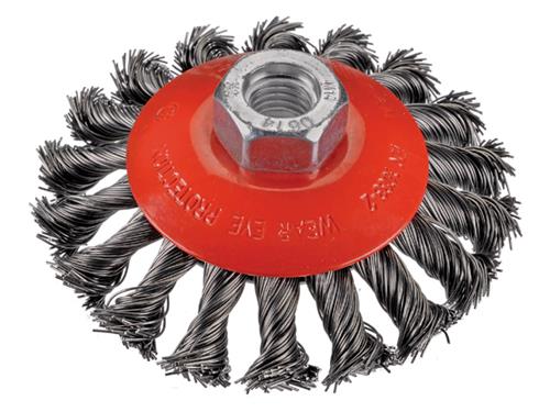 BROSSE ABRASIVE CONIQUE POUR MEULEUSE ACIER TORSADÉ Ø100MM M14