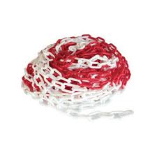 CHAINE PVC ROUGE/BLANC 50X20MM 25M