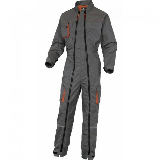 COMBINAISON DE TRAVAIL GRIS/ORANGE DOUBLE ZIP [Taille: XL 4 = 46/48]