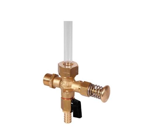 INDICATEUR DE NIVEAU FERMETURE AUTOMATIQUE AVEC ROBINET DE VIDANGE MÂLE 1/2"