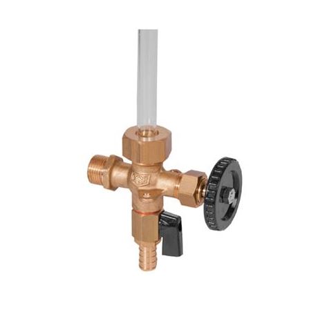 VANNE LAITON MÂLE 1/2" AVEC ROBINET DE VIDANGE POUR INDICATEUR DE NIVEAU JAUGE Ø12/13
