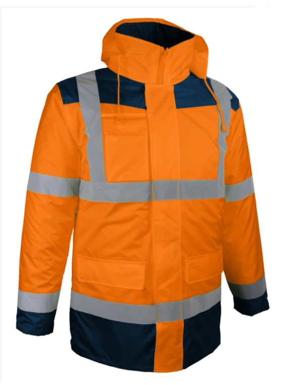 PARKA/VESTE AMOVIBLE + MANCHES LONGUES AMOVIBLES (4en1) ORANGE T3XL