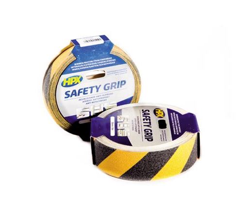 BANDE AUTOCOLLANTE ANTIDÉRAPANTE JAUNE/NOIRE  18MX50MM