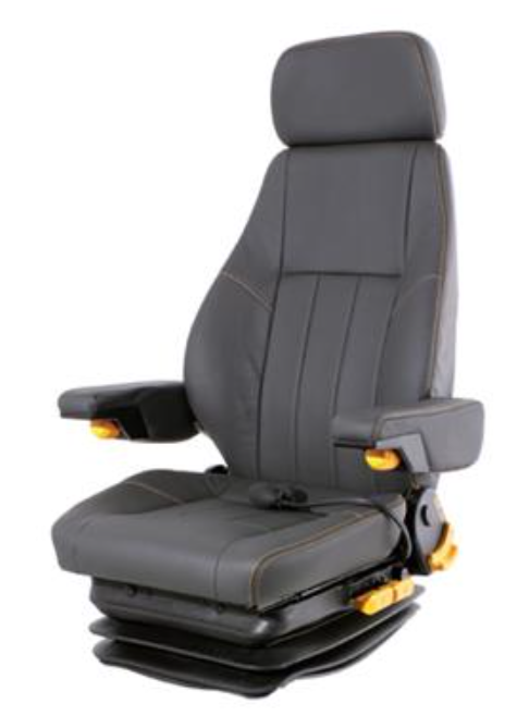 SIÈGE DE PILOTAGE LEHAR XL CUIR GRIS FONCÉ SURPIQÛRE ORANGE SANS SUPPORT