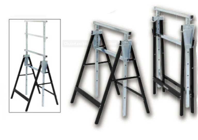 TRÉTEAU TÊTE ET/OU PIED TÉLESCOPIQUE [Charge de rupture: 180 kg hauteur ajustable de 800 a 1300 mm]