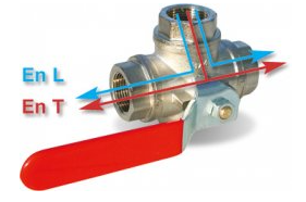 VANNE 3 VOIES PN40 LAITON NICKELÉ LEVIER EN ACIER Ø3/4&quot;