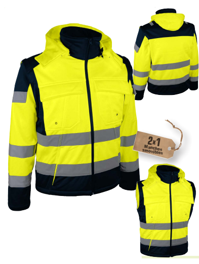 VESTE COUPE VENT SOFTSHELL HV [Taille: Taille L] [Couleur: Jaune]