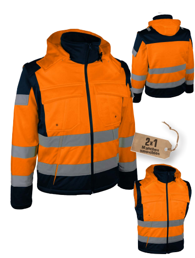 VESTE COUPE VENT SOFTSHELL HV [Taille: Taille M] [Couleur: Orange]
