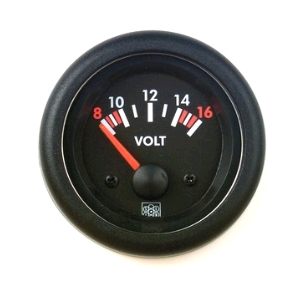 VOLTMETRE VDO MARINE ROND [Marque: VSG ANALOGIQUE] [Couleur: Rouge] [Voltage: 12 V]