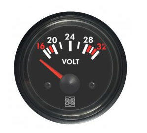 VOLTMETRE VDO MARINE ROND [Marque: VSG ANALOGIQUE] [Couleur: Rouge] [Voltage: 24 V]