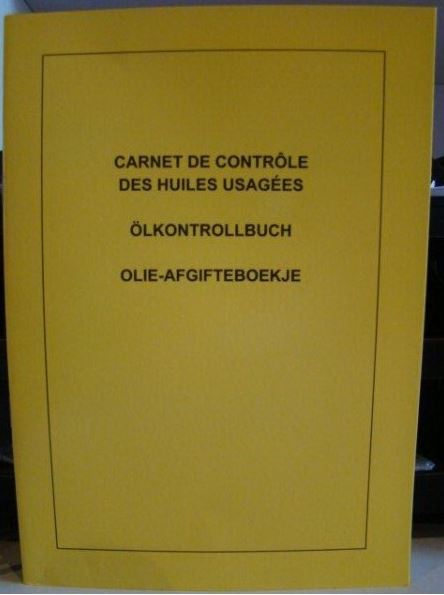 CARNET DE CONTROLE DES HUILES USAGÉES