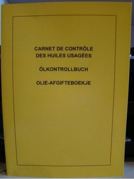 CONTROL BOOKLET FOR USED OILS