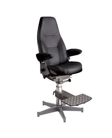 SIÈGE DE PILOTAGE NORSAP 1000 CONFORT CUIR NOIR AVEC PIED 5 BRANCHES 65/79CM ET REPOSE PIED