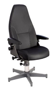 SIÈGE DE PILOTAGE NORSAP 800 CUIR NOIR AVEC PIED 5 BRANCHES 52/62CM
