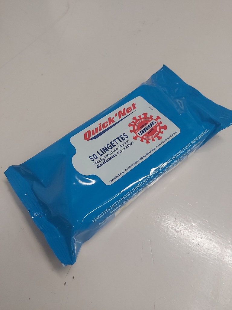 LINGETTES MULTI-USAGE VIRUCIDE COVID-19 (lot de 50 lingettes)