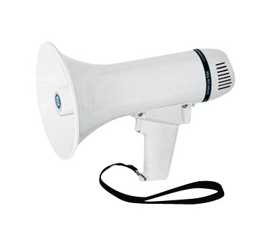 MEGAPHONE ABS BLANC 235MM Fonction avec 6 PILES AA Non fournis