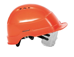 [73.01.641] CASQUE DE CHANTIER ORANGE EN POLYAMIDE + LUNETTE DE PROTECTION