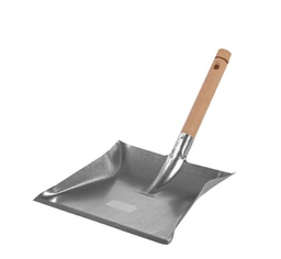 [55.37.827] GALVANIZED DUSTPAN WITH WOODEN HANDLE