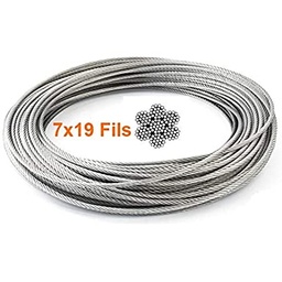[ELCA FAB8MM/40M] CABLE ANTIGIRATOIR 19X7  8MM AVEC 1 COSSE 40 METRES